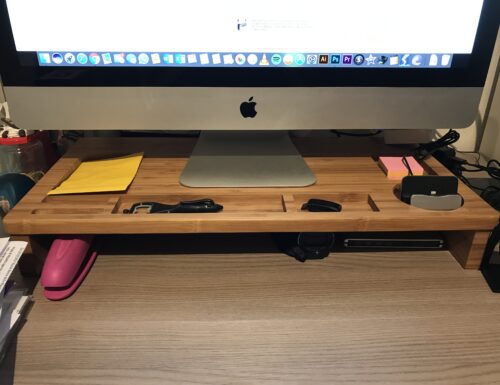 Homfa supporto in legno da scrivania per Monitor o iMac